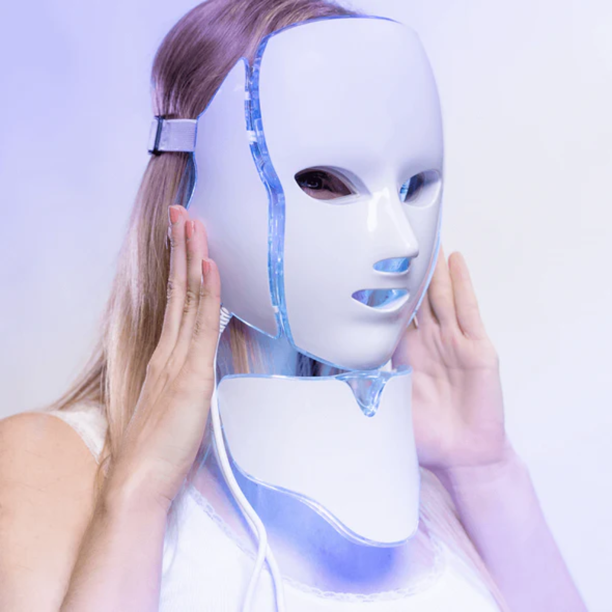 7-Color LED Skincare Mask for Face & Neck - Complete LED Light Treatment Mask with Neck Panel